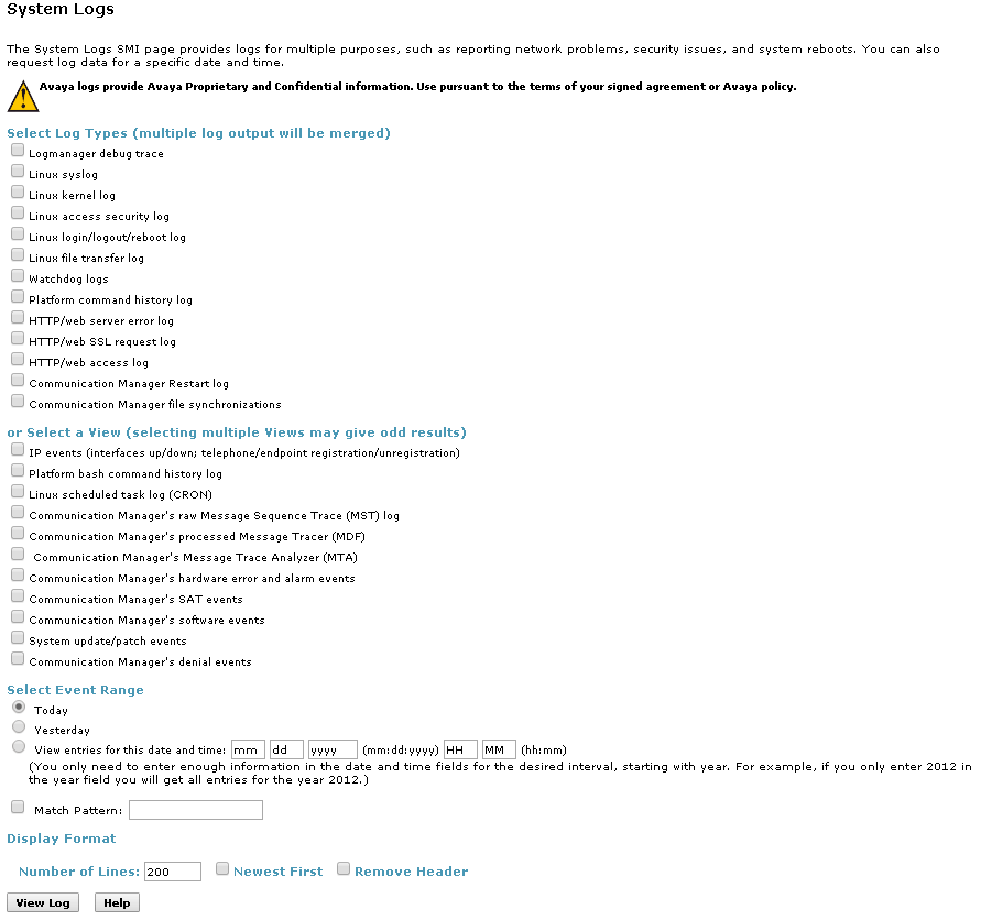 Avaya CM  System Logs