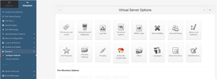 Virtualmin расширяемая панель для управления веб-хостингом для Linux и BSD систем