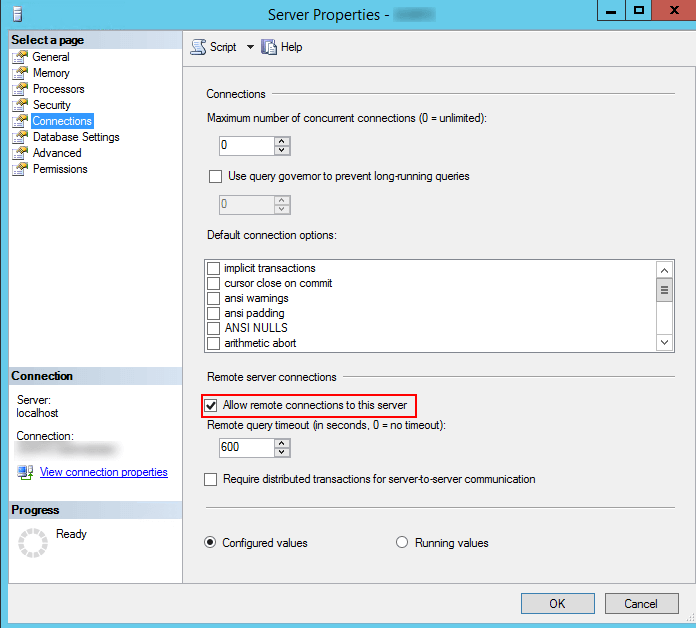 SQL Allow remote connections to this server