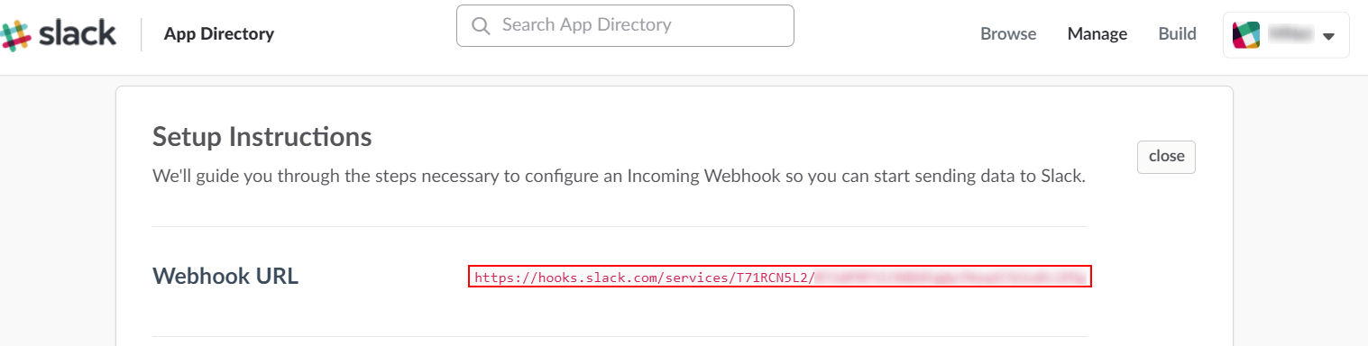 Slack Webhook URL