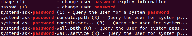 man -k 'user ' | grep password