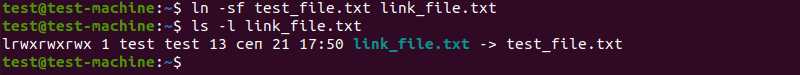 ln -sf test_file.txt link_file.txt