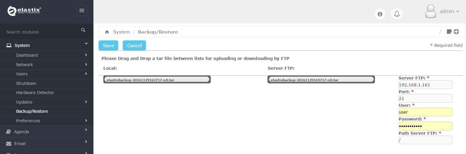 Перенос бэкапа на FTP сервер Elastix 4