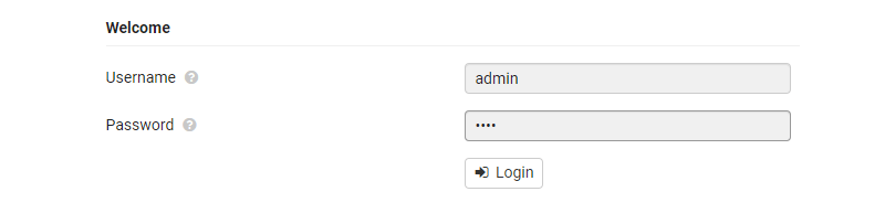 Введите логин admin и пароль admin