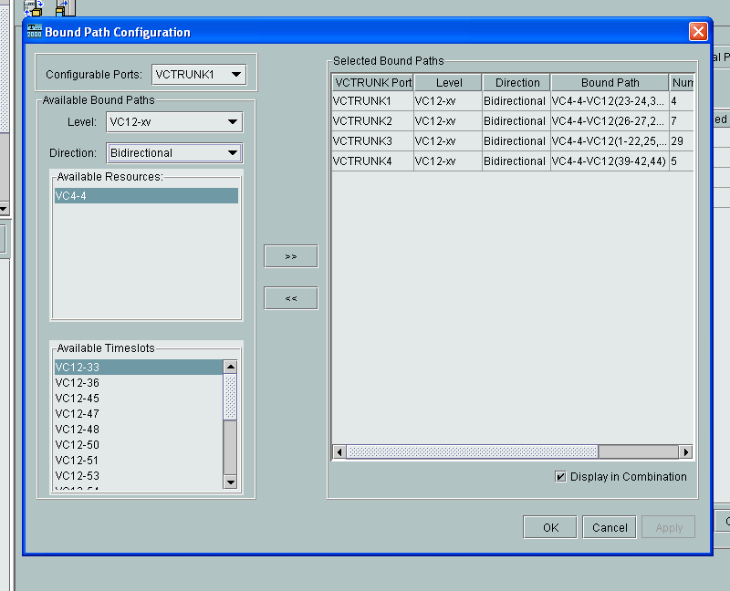 Включение виртуальных контейнеров во внутренний интерфейс VCTRUNK