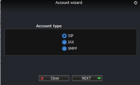 Zoiper тип аккаунта SIP, IAX, XMPP