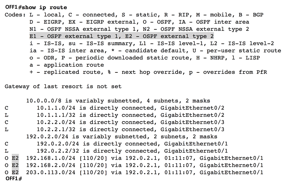 OSPF E1 или E2 Routes
