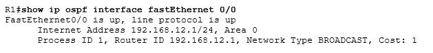 OSPF был правильно настроен на обоих интерфейсах