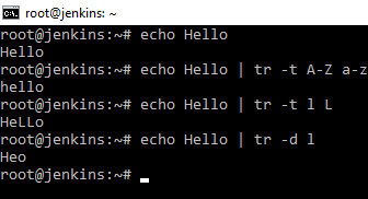 echo Hello | tr -t A-Z a-z