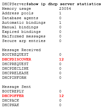 show ip dhcp server statistics