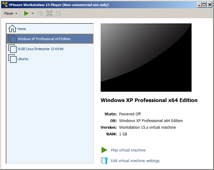 VMware Player 15