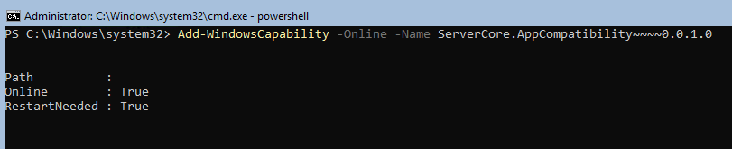 Add-WindowsCapability -Online -Name ServerCore.AppCompatibility~~~~0.0.1.0